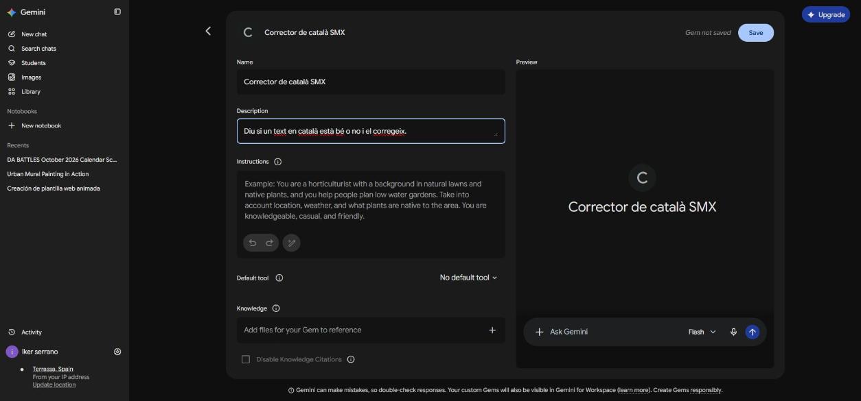 Nom Corrector de català SMX i descripció escrits al formulari