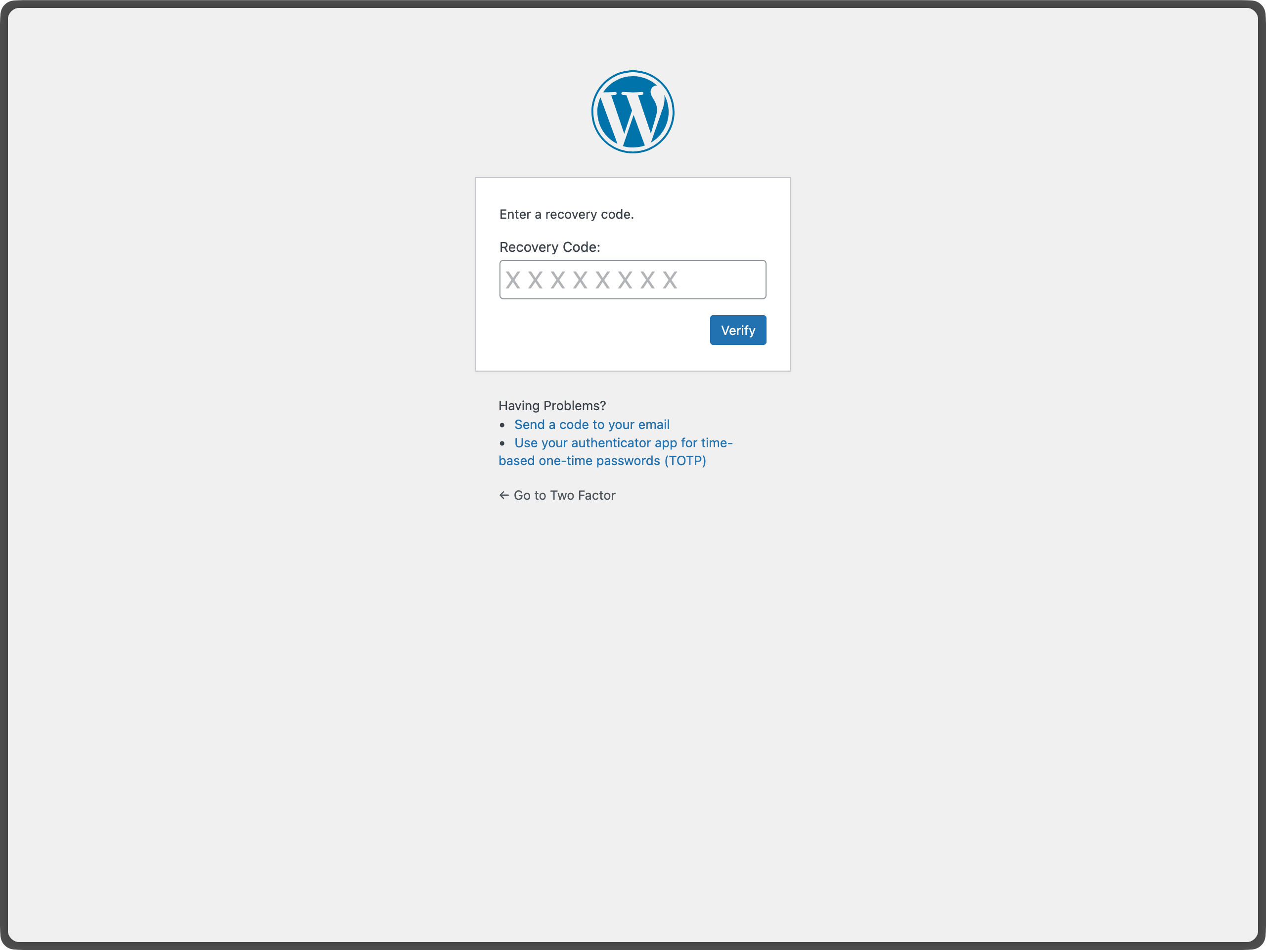 Plugin Two Factor amb el codi QR per configurar una aplicació autenticadora